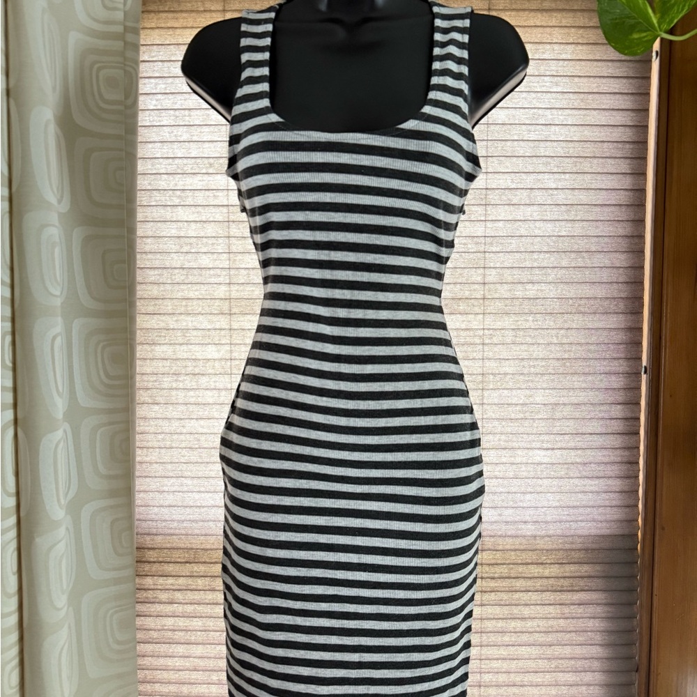 Charlotte Russe Black and White Striped Midi Dress
